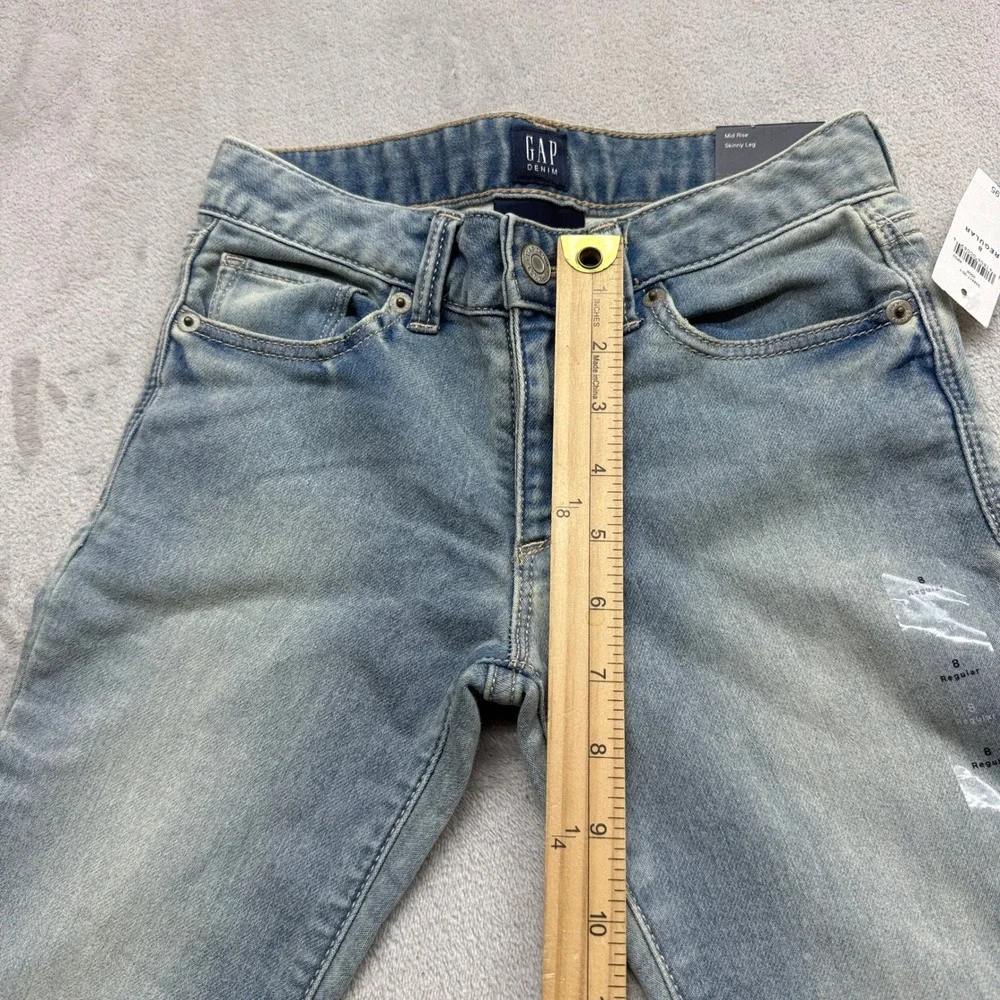 Gap Super Skinny Jeans Girls 8 Light Blue Stretch Mid Rise Washwell Basic School